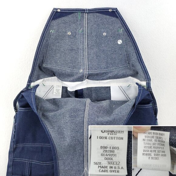 OshKosh B'Gosh Vintage Denim Bib Overalls Union Sanforized USA "38x32" NWT - Picture 3 of 14